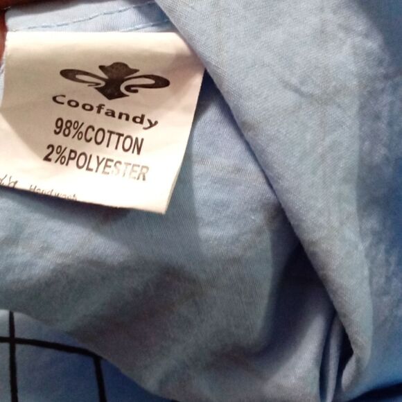 Coofandy Men's Patterned Button Down Shirt Size L Blue and Black Long Sleeve - Picture 7 of 9